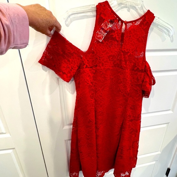 MATERIAL GIRL bright red lace cold shoulder dress size XL - Picture 6 of 13